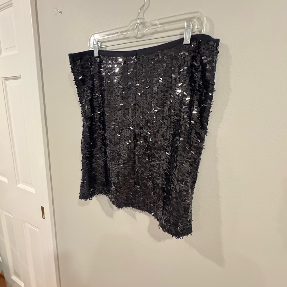 Ann Taylor Women’s  Black Sequin Above Knee Length Skirt Size 14 - Picture 3 of 6